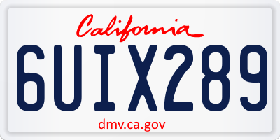 CA license plate 6UIX289