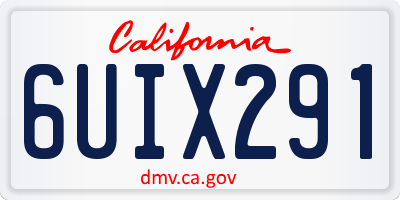 CA license plate 6UIX291