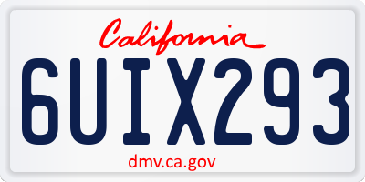 CA license plate 6UIX293