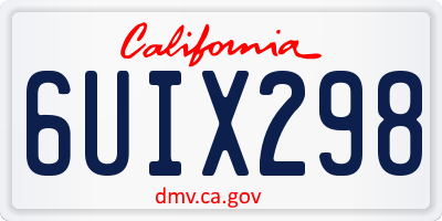 CA license plate 6UIX298