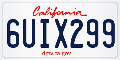 CA license plate 6UIX299