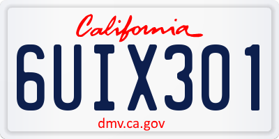CA license plate 6UIX301