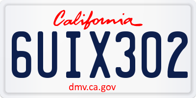 CA license plate 6UIX302