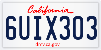CA license plate 6UIX303