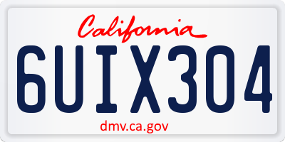 CA license plate 6UIX304