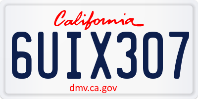 CA license plate 6UIX307