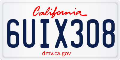 CA license plate 6UIX308