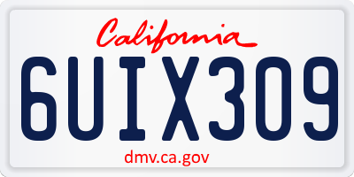 CA license plate 6UIX309