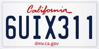 CA license plate 6UIX311