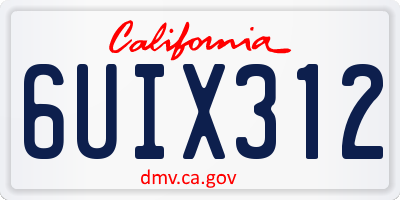 CA license plate 6UIX312