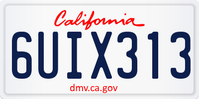 CA license plate 6UIX313