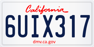 CA license plate 6UIX317