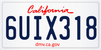 CA license plate 6UIX318