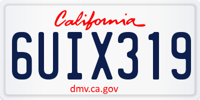 CA license plate 6UIX319
