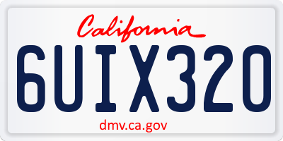 CA license plate 6UIX320