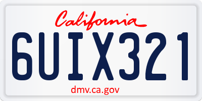 CA license plate 6UIX321