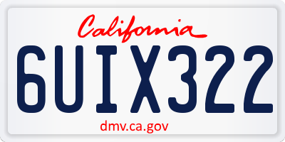 CA license plate 6UIX322