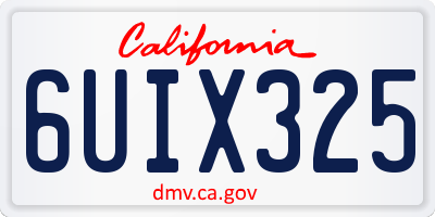 CA license plate 6UIX325