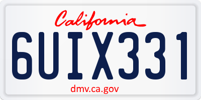CA license plate 6UIX331