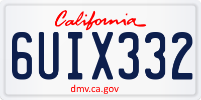 CA license plate 6UIX332
