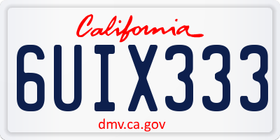 CA license plate 6UIX333