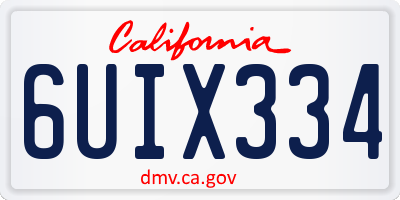 CA license plate 6UIX334