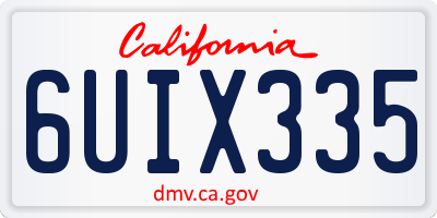 CA license plate 6UIX335