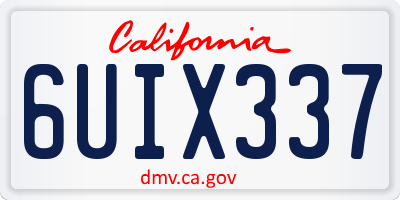 CA license plate 6UIX337