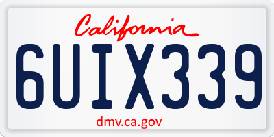 CA license plate 6UIX339