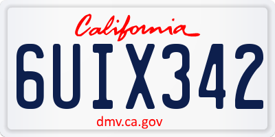 CA license plate 6UIX342