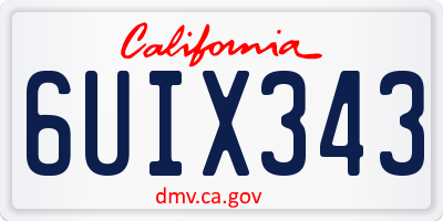 CA license plate 6UIX343