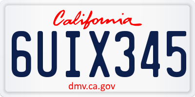 CA license plate 6UIX345