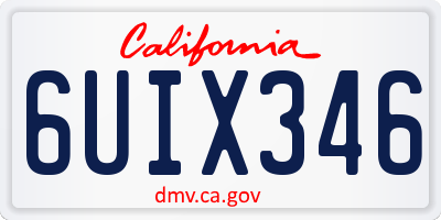 CA license plate 6UIX346