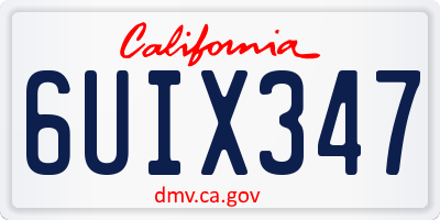 CA license plate 6UIX347