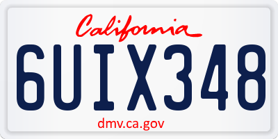 CA license plate 6UIX348
