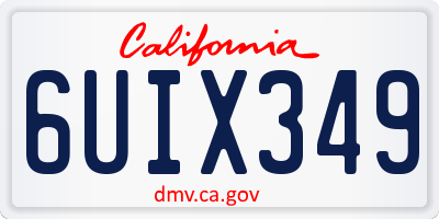 CA license plate 6UIX349