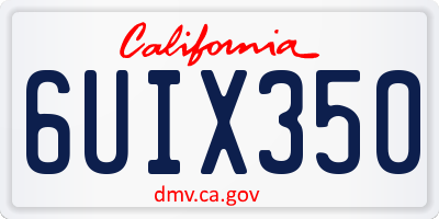 CA license plate 6UIX350