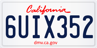 CA license plate 6UIX352