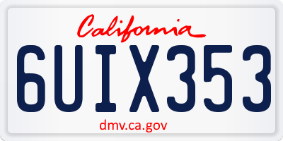CA license plate 6UIX353