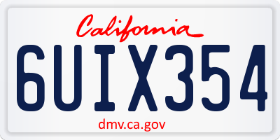 CA license plate 6UIX354