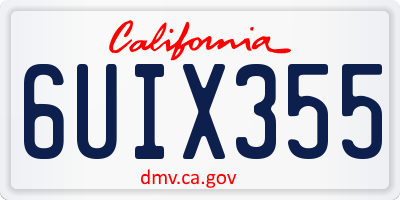 CA license plate 6UIX355