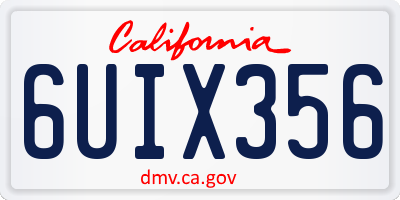 CA license plate 6UIX356