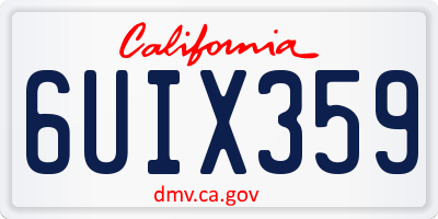 CA license plate 6UIX359