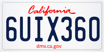 CA license plate 6UIX360