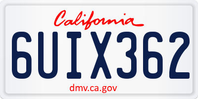 CA license plate 6UIX362
