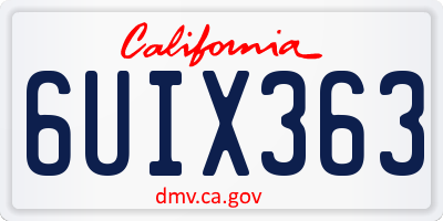 CA license plate 6UIX363