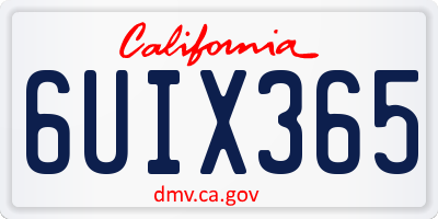 CA license plate 6UIX365