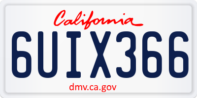 CA license plate 6UIX366