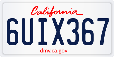CA license plate 6UIX367