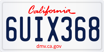 CA license plate 6UIX368